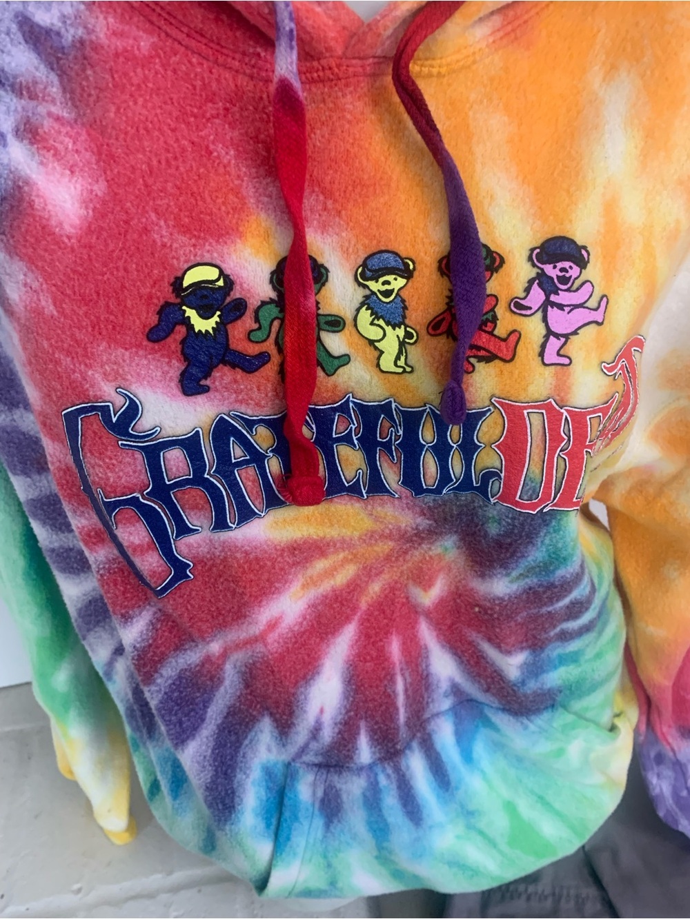 Grateful Dead Tie-Dye Tee with Pink, Orange, Yellow & Purple - Picture 2 of 5